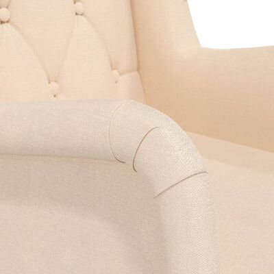 vidaXL Fotelja s nogama od masivnog drva kaučukovca krem od tkanine