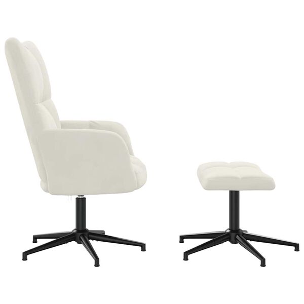 vidaXL Stolica za opuštanje s osloncem za noge krem bijela baršunasta