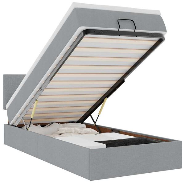 vidaXL Otomanski krevet s madracem&LED svijetlosivi 90x200 cm tkanine