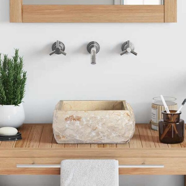 vidaXL Umivaonik krem 30 x 30 x 13 cm mramorni