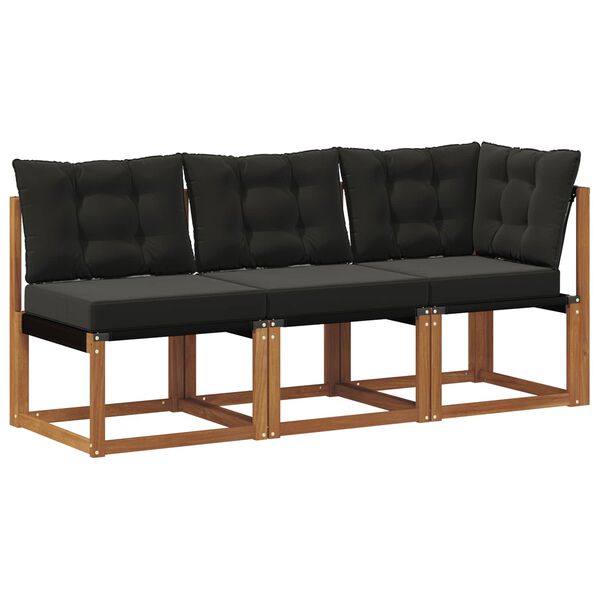 vidaXL Vanjski srednji i kutni kauč s jastukom 3 Komad Prirodna