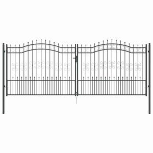 vidaXL Kapija s vrhom u obliku koplja KAMPEN 404 x 150 cm Čelik Siva