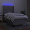 vidaXL Krevet box spring s madracem LED svjetlosivi 90x190 cm tkanina