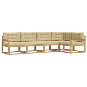 vidaXL Set vanjskih sofa s jastukom 4 pcs Bijela i bež Poliester