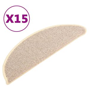 vidaXL Prostirke za stepenice 15 kom 56x17x3 cm Bijele i smeđe poluokrugle