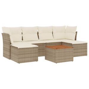 vidaXL 7-dijelni set vrtnih sofa od poliratana s jastucima bež