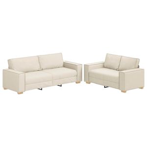 vidaXL Sofa 2 kom. Bež Platnasta tkanina