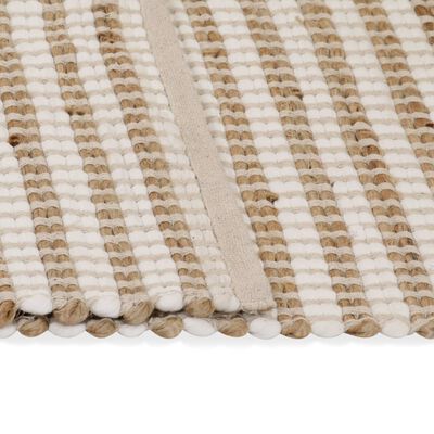 vidaXL Ručno tkani tepih od jute i tkanine 120 x 180 cm prirodni i bijeli