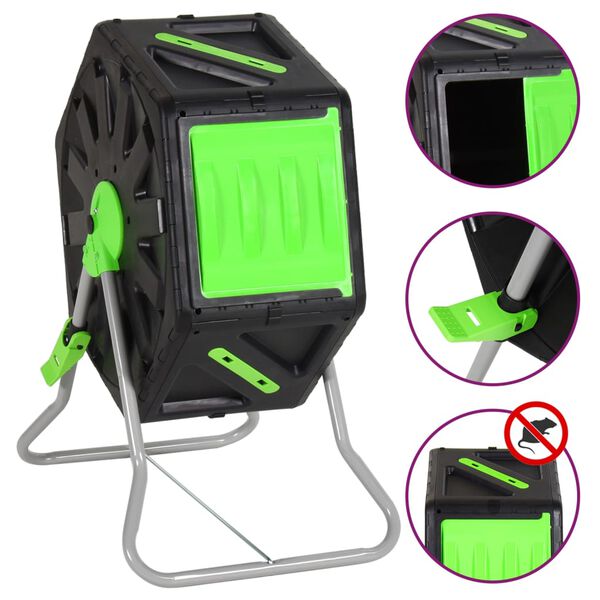 vidaXL Okretni komposter 60 x 43 x 74 cm 70 L od polipropilena