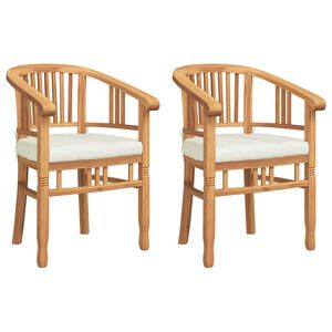 vidaXL Stolica s jastukom 2 pcs Smeđa 63 x 58 x 89 cm Čvrsto teak drvo