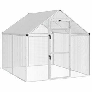 vidaXL Kavez za ptice Srebrna 181,5 x 221 x 173,5 cm