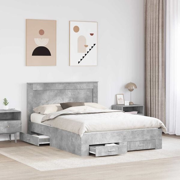 vidaXL Krevetna konstrukcija s ladicama s uzglavljem Konstruirano drvo