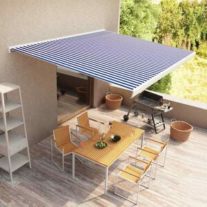 vidaXL Motorizirana kazetna tenda 400 x 300 cm plavo-bijela