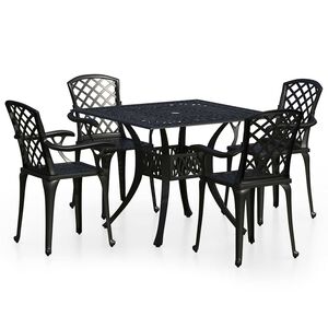 vidaXL 5-dijelni bistro set od lijevanog aluminija crni