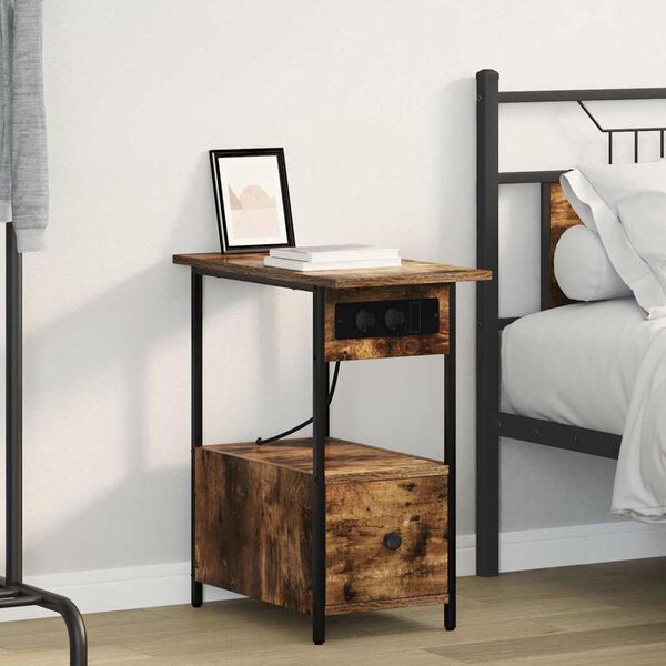 vidaXL Noćni ormar Dimljeni hrast 60 x 30 x 61 cm Konstruirano drvo