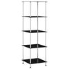 vidaXL Police s 5 razina crne 40 x 40 x 130 cm od kaljenog stakla