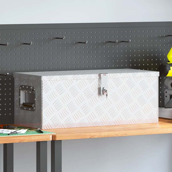 vidaXL Kutija za pohranu srebrna 70 x 31 x 27 cm aluminijska