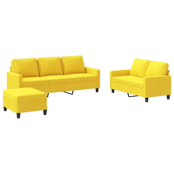 vidaXL 3-dijelni set sofa s jastucima svjetložuti od tkanine