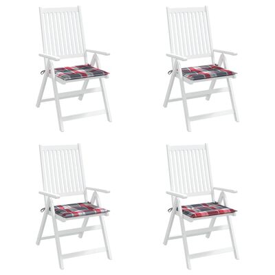 vidaXL Jastuci za vrtne stolice 4kom crveni karirani 50x50x3cm tkanina