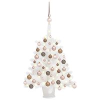 vidaXL Umjetno osvijetljeno božićno drvce s kuglicama bijelo 65 cm