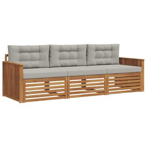 vidaXL Set vanjskih sofa s jastukom 3 pcs Prirodna i svijetlo siva
