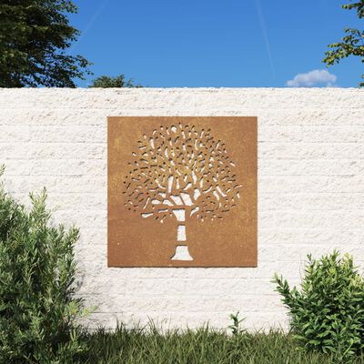 vidaXL Vrtni zidni ukras 55 x 55 cm čelik COR-TEN s uzorkom stabla