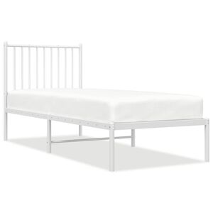 vidaXL Metalni okvir krevet bez madraca s uzglavljem bijeli 75x190 cm