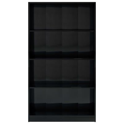 vidaXL Ormarić za knjige s 4 razine sjajni crni 80x24x142 cm drveni
