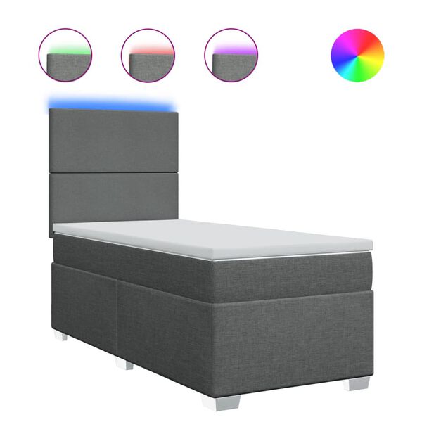 vidaXL Krevet s oprugama i madracem tamnosivi 90 x 190 cm od tkanine