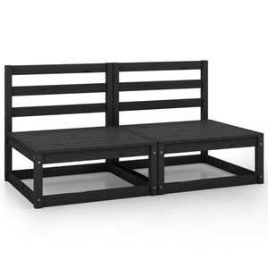 vidaXL Vrtni dvosjed od masivne borovine crni