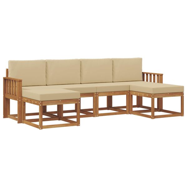 vidaXL Set vanjskih sofa 6 pcs Prirodna i bež Konstruirano drvo