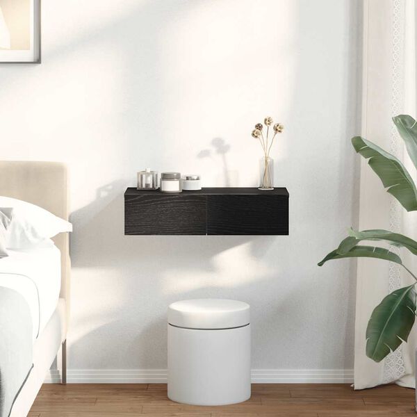 vidaXL Zidna polica s ladicama crna 60x26,5x15 cm izrađeno drvo