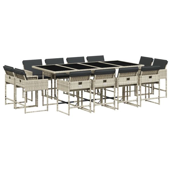 vidaXL 13-dijelni vrtni blagovaonski set s jastucima svijetlosivi