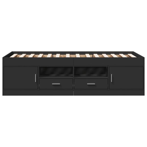 vidaXL Dnevni krevet s ladicama bez madraca crni 100 x 200 cm