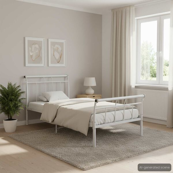 vidaXL Okvir za krevet bijeli metalni 100 x 200 cm