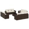 vidaXL 13-dijelni set vrtnih sofa s jastucima smeđi od poliratana