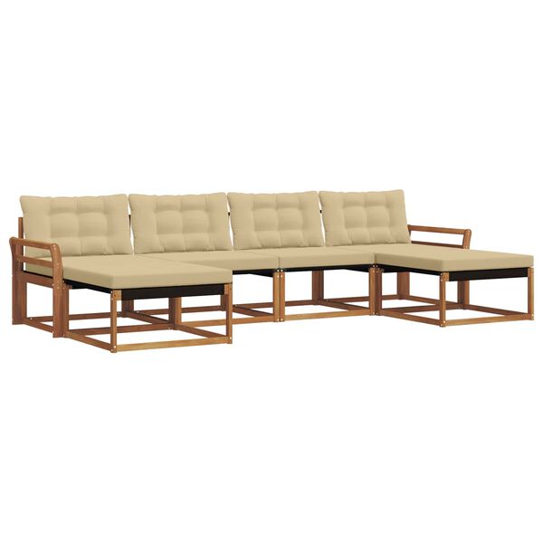 vidaXL Set vanjskih sofa s jastukom 6 pcs Prirodna i bež
