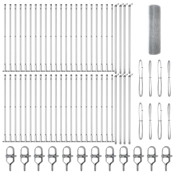 vidaXL Stup za ogradu Srebrno 100 x 0,5 m (12 x 12 mm mreža) Čelik