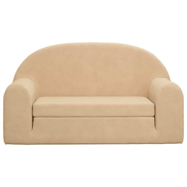 vidaXL Dječji dvosjed na razvlačenje krem mekani pli&scaron;ani