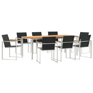 vidaXL Vrtni set za objed 9 kom. Masivni teak drvo i nehrđajući čelik