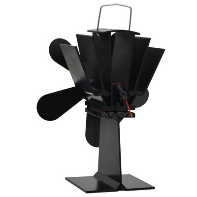 vidaXL Ventilator za peć na toplinski pogon s 5 lopatica crni