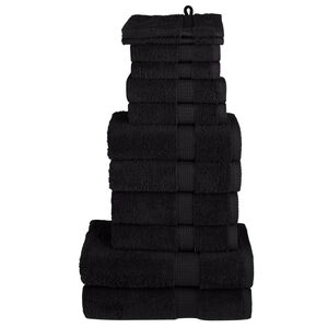 vidaXL 12-dijelni vrhunski set ručnika SOLUND crni 600 gsm