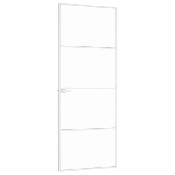 vidaXL Sobna vrata bijela 76x201,5 cm kaljeno staklo i aluminij tanka