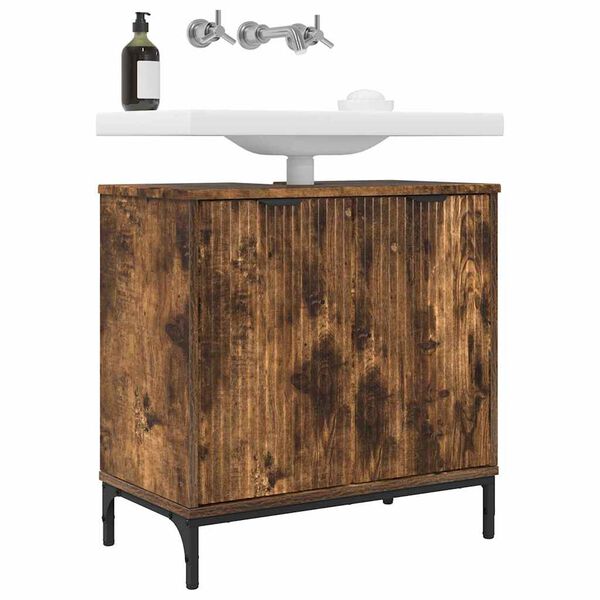 vidaXL Kupaonski ormarić za sudoper Dimljeni hrast 60,5 x 33,5 x 61 cm