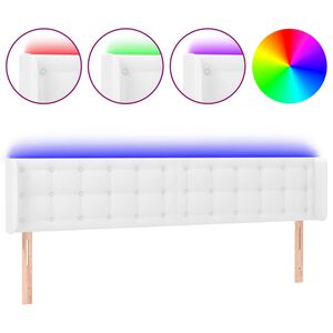 vidaXL LED uzglavlje bijelo 203x16x78/88 cm od umjetne kože