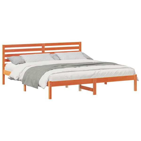 vidaXL Krevetna konstrukcija s uzglavljem Vosak smeđa 200 x 200 cm