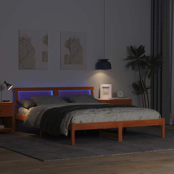 vidaXL Krevetna konstrukcija s uzglavljem Vosak smeđa 140 x 200 cm