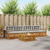 vidaXL Set vanjskih sofa s jastukom 5 pcs Prirodna i svijetlo siva