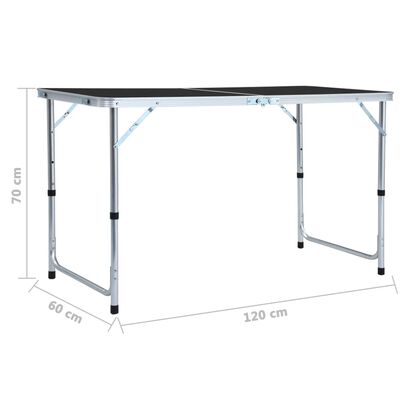 vidaXL Sklopivi stol za kampiranje sivi aluminijski 120 x 60 cm