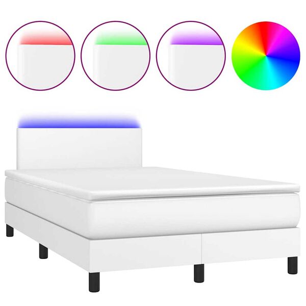 vidaXL Krevet box spring s madracem LED bijeli 120x190 cm umjetna koža